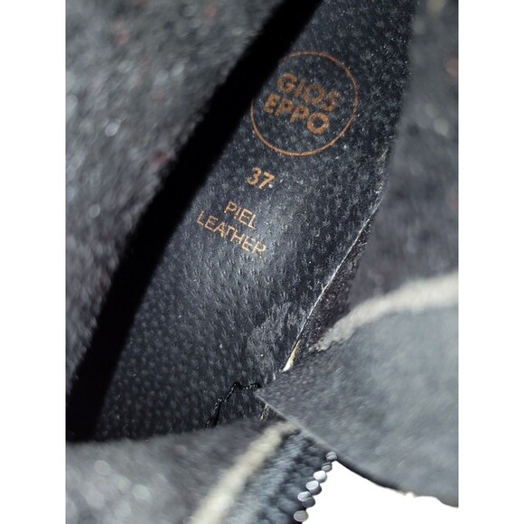 Gioseppo Black Leather Platform Moto Ankle Boots Size 37 - Picture 9 of 12